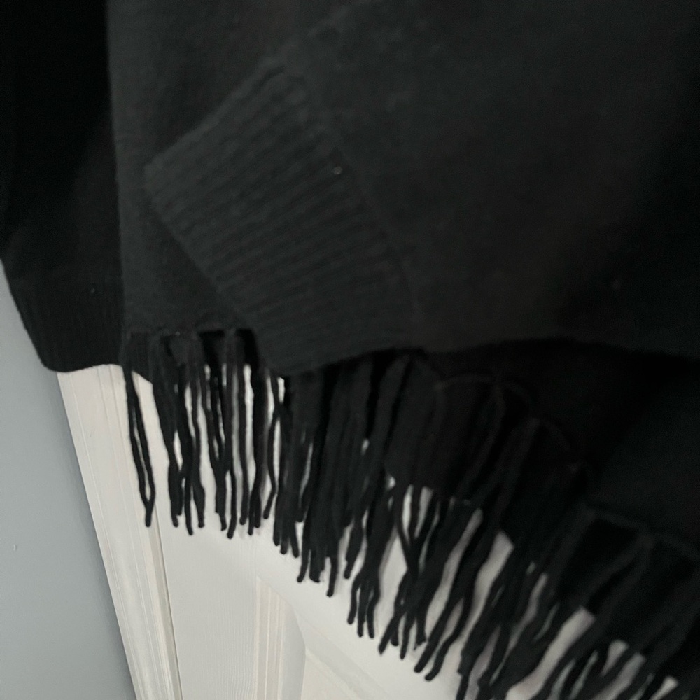 Michael Kors black fringe cowl turtle neck sweater Women’s Medium Cotton Blend - Picture 8 of 13